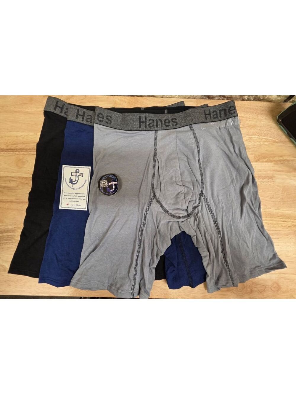 HANES COMFORT FLEX FIT ULTRA SOFT LONG‑LEG BRIEFS GRAY BLUE 3‑PACK MEDIUM